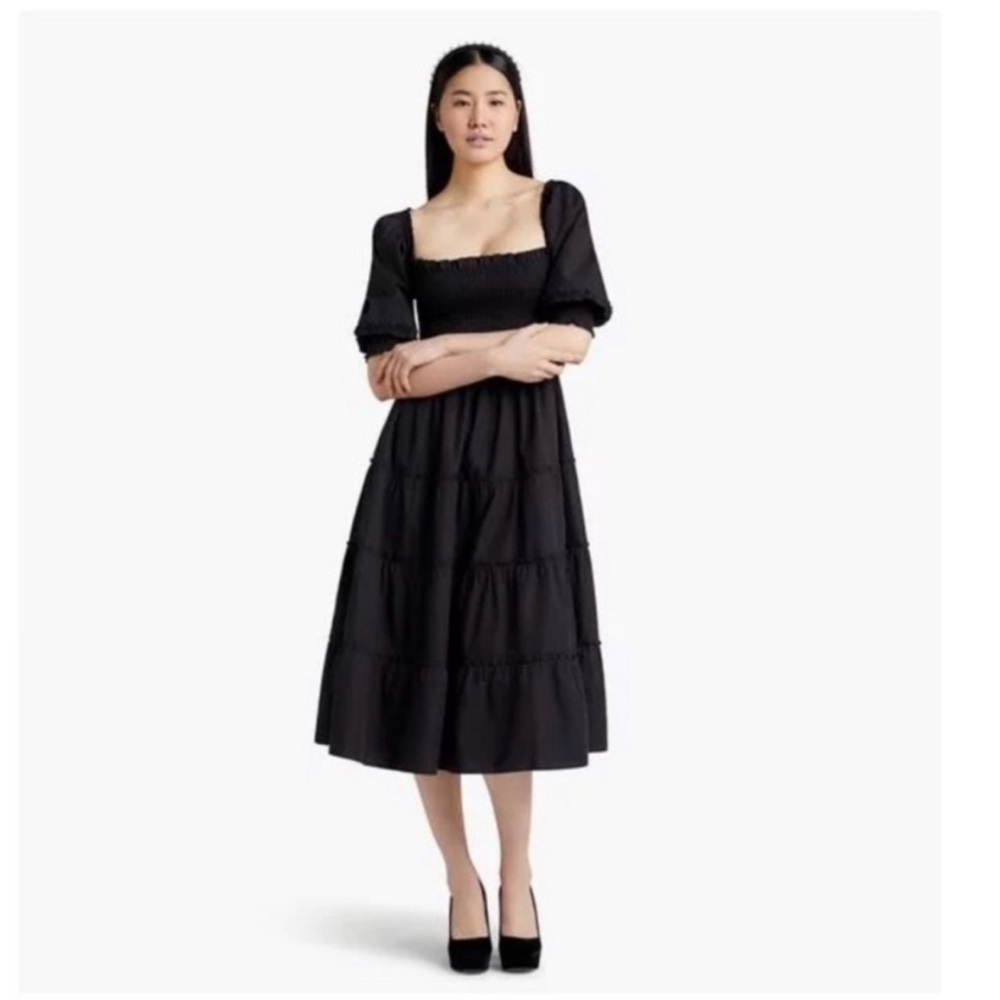 Hill House Nesli Nap Dress in Black Swiss Dot